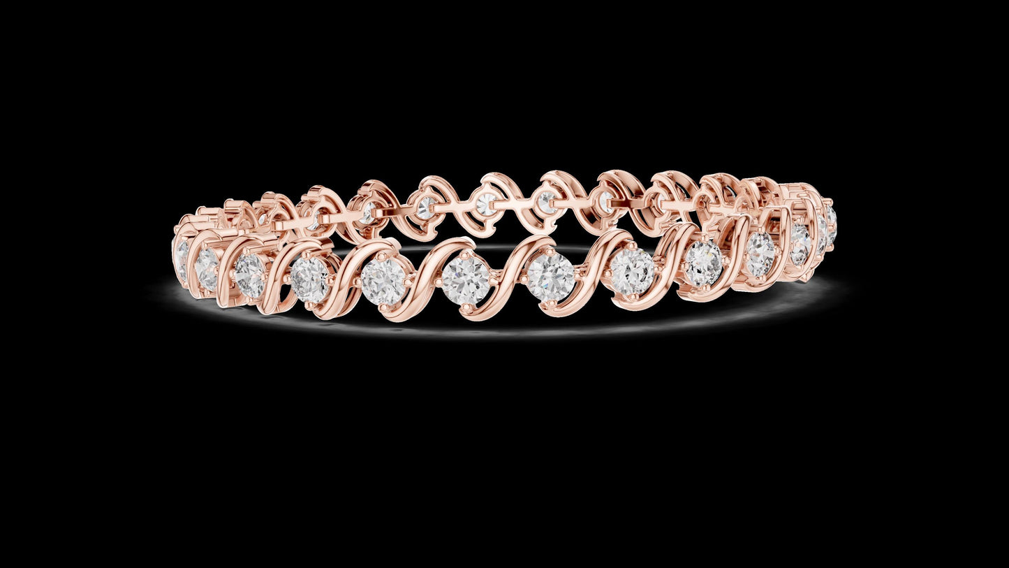 Unique Designer Tennis bracelet. Women's bracelet. High End Jewelry. Gold. Diamond. FBR0137.