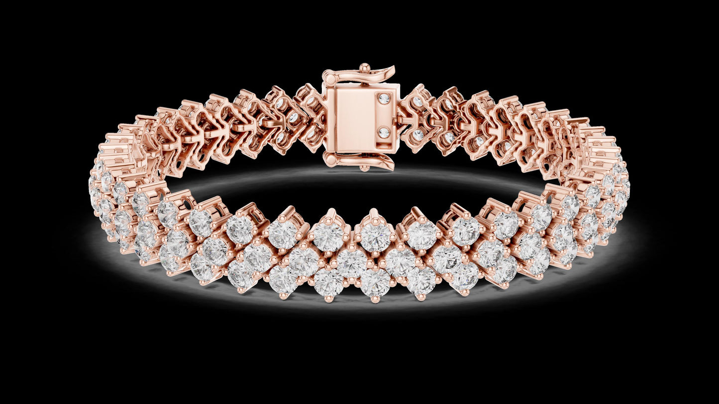 Unique Designer Tennis bracelet. Women's bracelet. High End Jewelry. Gold. Diamond. FBR0138.