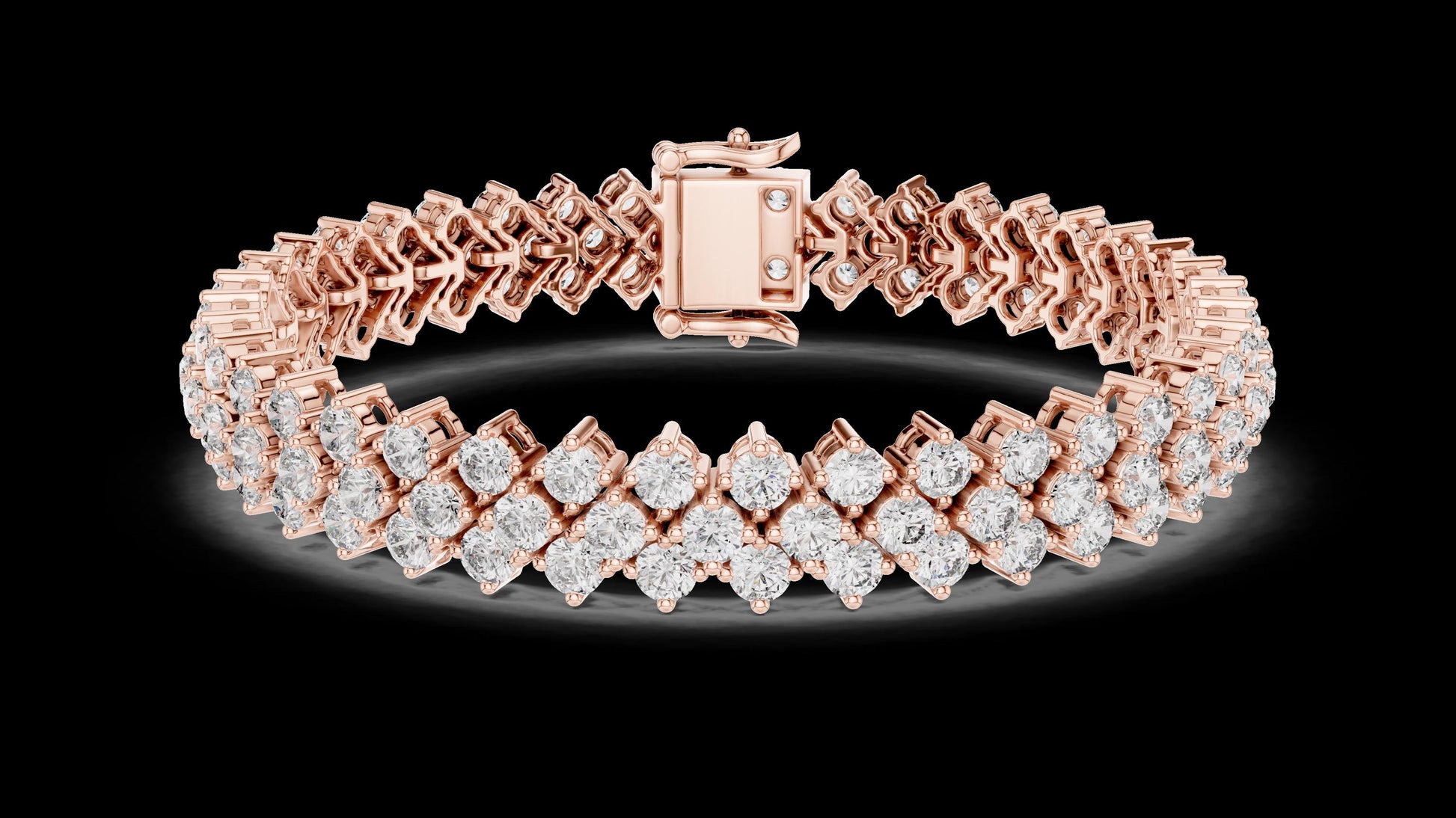 Unique Designer Tennis bracelet. Women's bracelet. High End Jewelry. Gold. Diamond. FBR0138.