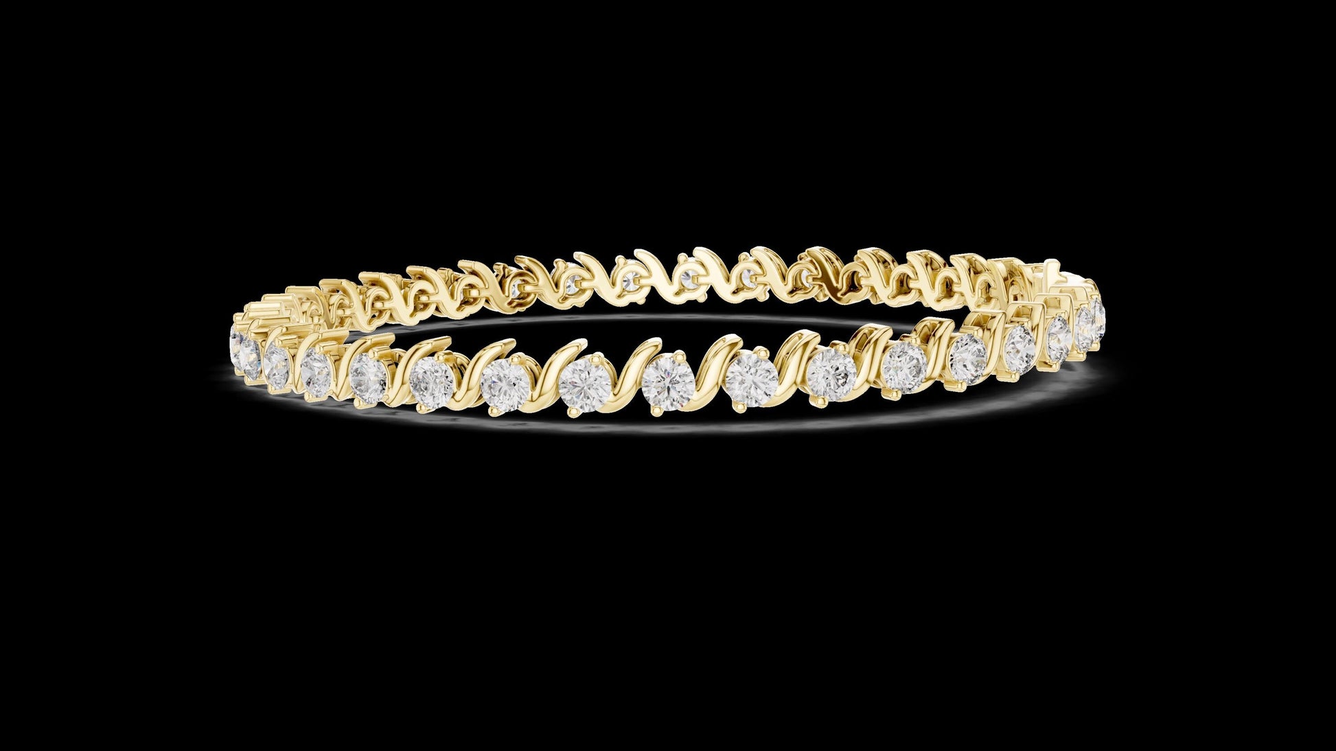 Unique Designer Tennis bracelet. Women's bracelet. High End Jewelry. Gold. Diamond. GLBR0003.