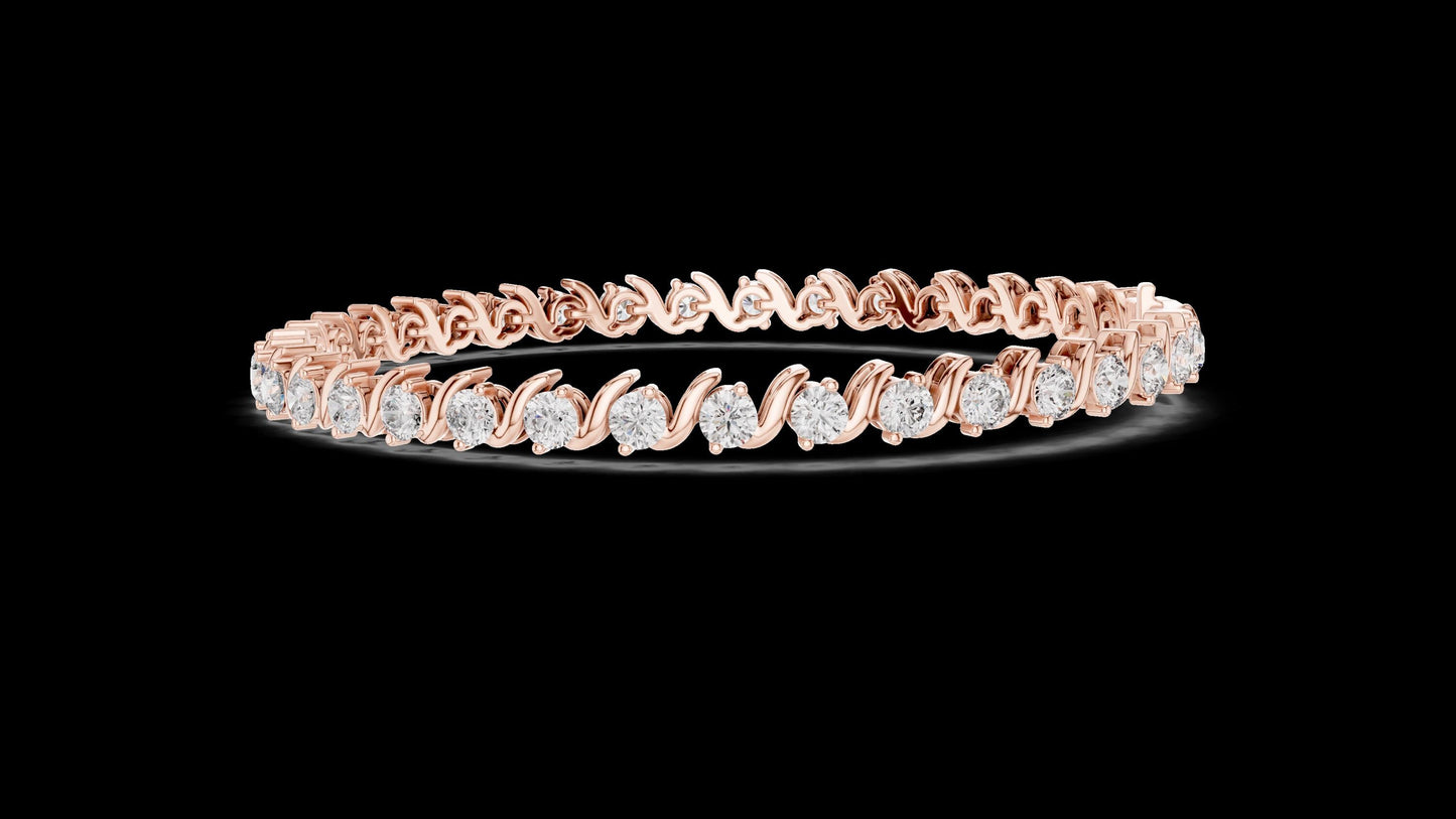 Unique Designer Tennis bracelet. Women's bracelet. High End Jewelry. Gold. Diamond. GLBR0003.