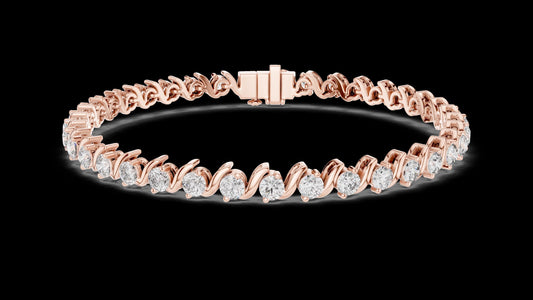 Unique Designer Tennis bracelet. Women's bracelet. High End Jewelry. Gold. Diamond. GLBR0003.