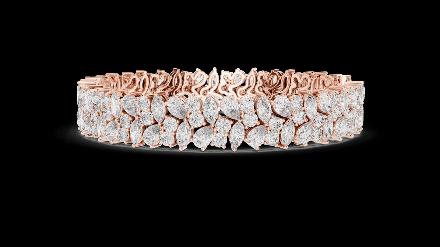 Unique Designer Tennis bracelet. Women's bracelet. High End Jewelry. Gold. Diamond. GLBR0004.