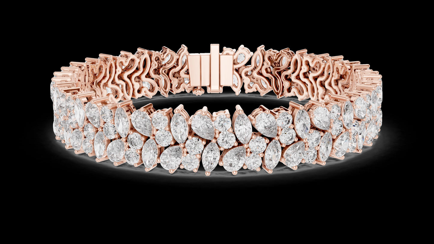 Unique Designer Tennis bracelet. Women's bracelet. High End Jewelry. Gold. Diamond. GLBR0004.