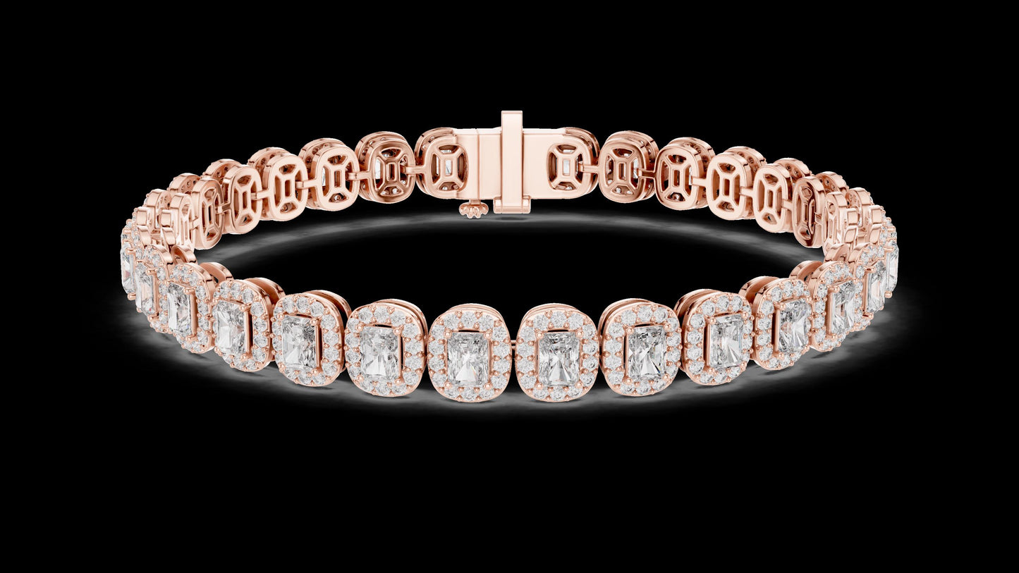 Unique Designer Tennis bracelet. Women's bracelet. High End Jewelry. Gold. Diamond. GLBR0006.