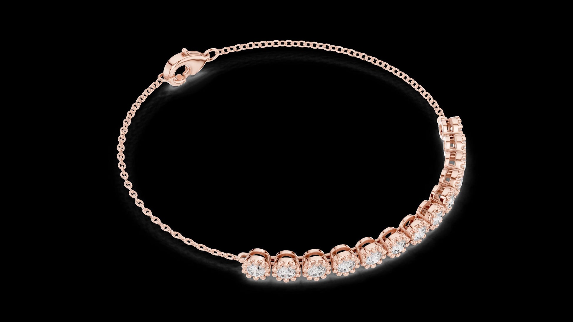 Unique Designer Tennis bracelet. Women's bracelet. High End Jewelry. Gold. Diamond. GLBR0008.