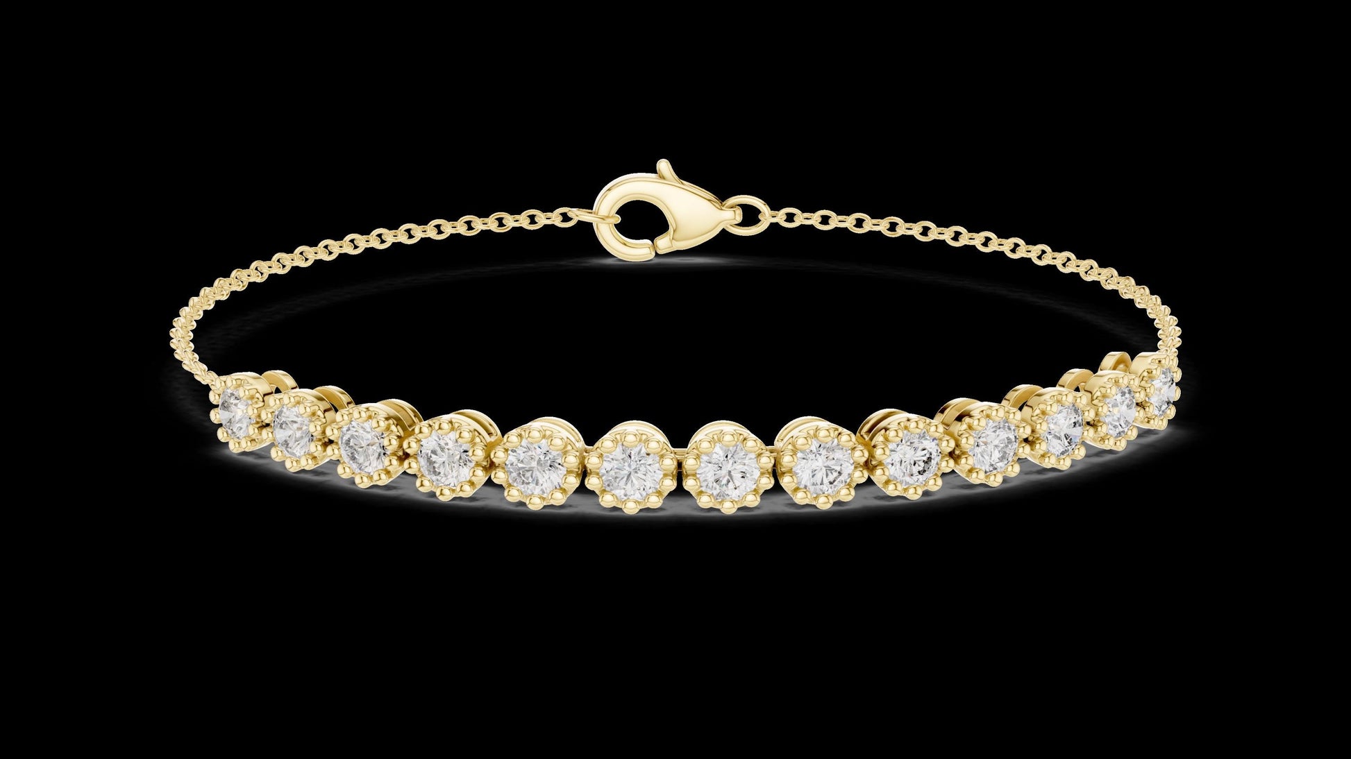 Unique Designer Tennis bracelet. Women's bracelet. High End Jewelry. Gold. Diamond. GLBR0008.