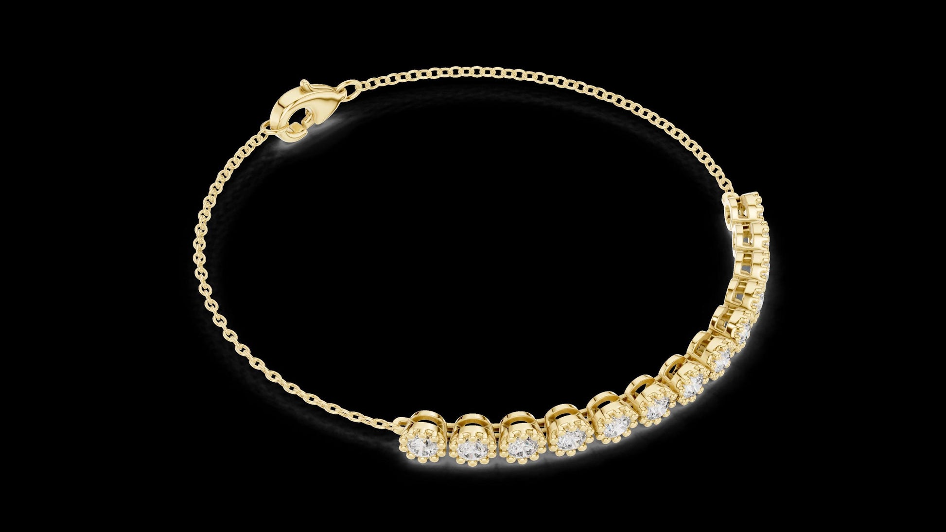 Unique Designer Tennis bracelet. Women's bracelet. High End Jewelry. Gold. Diamond. GLBR0008.