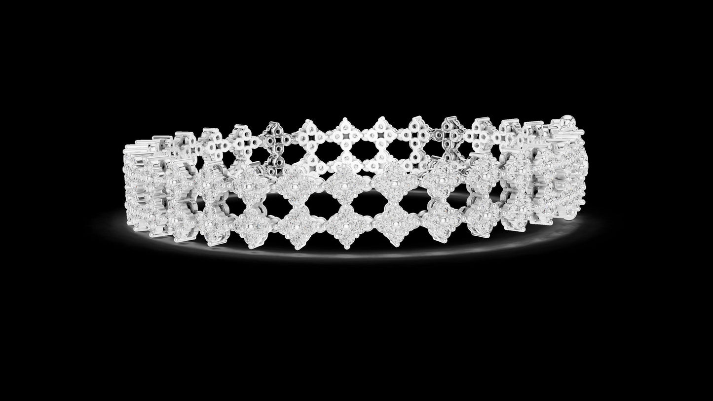 Unique Designer Tennis bracelet. Women's bracelet. High End Jewelry. Gold. Diamond. GLBR0052.