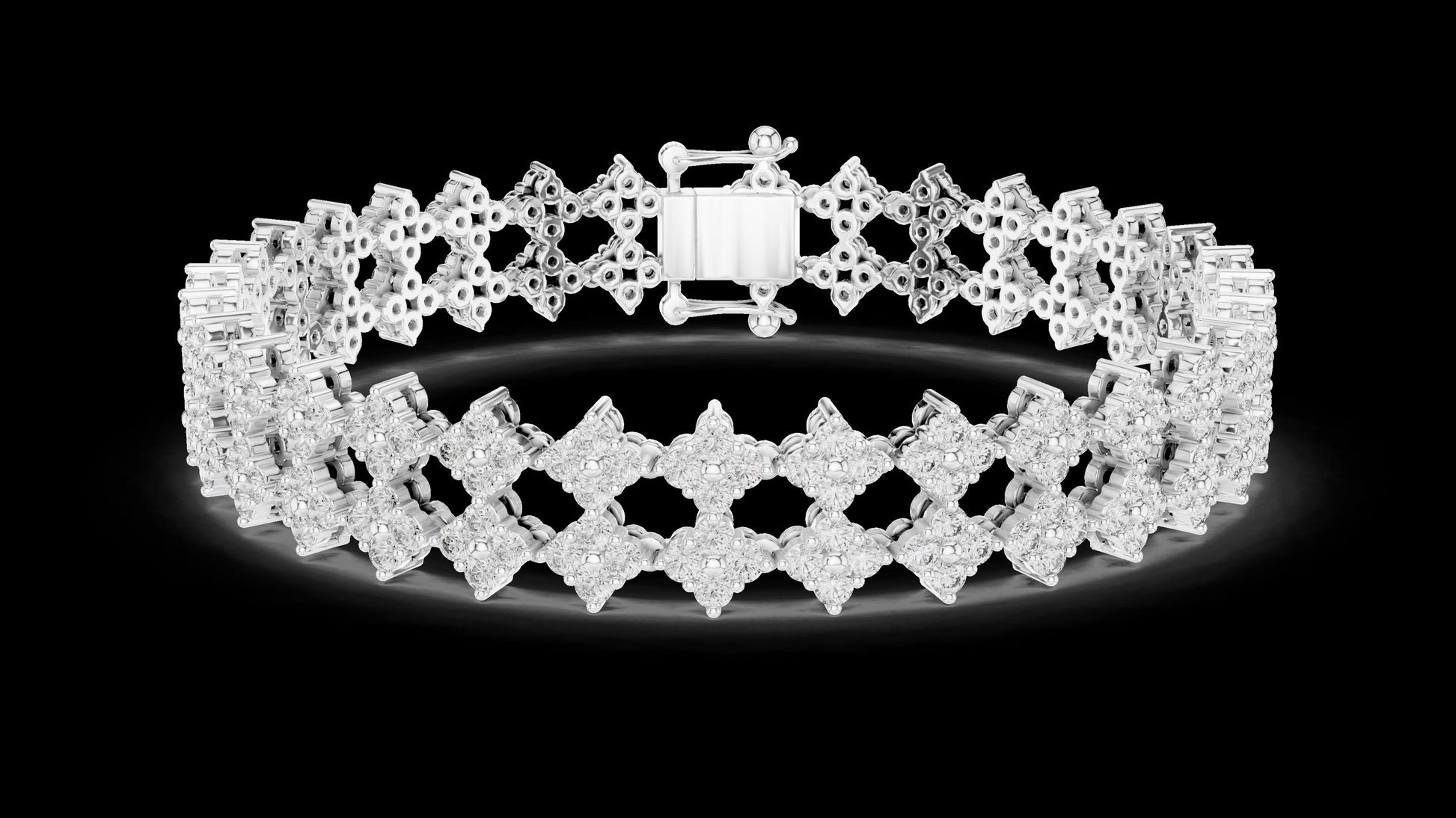 Unique Designer Tennis bracelet. Women's bracelet. High End Jewelry. Gold. Diamond. GLBR0052.