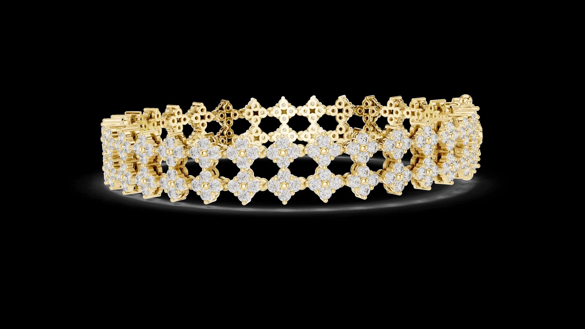 Unique Designer Tennis bracelet. Women's bracelet. High End Jewelry. Gold. Diamond. GLBR0052.