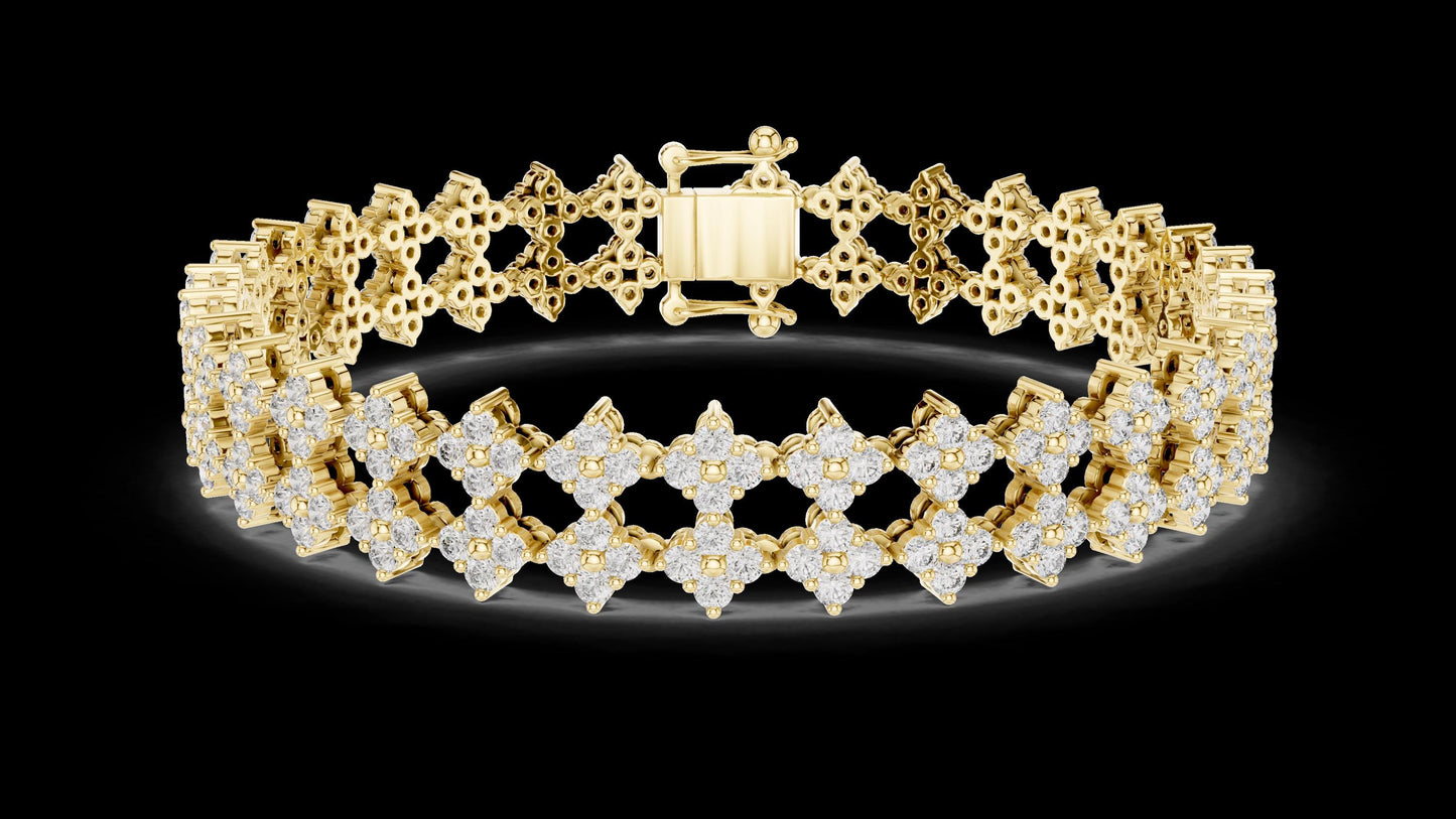 Unique Designer Tennis bracelet. Women's bracelet. High End Jewelry. Gold. Diamond. GLBR0052.