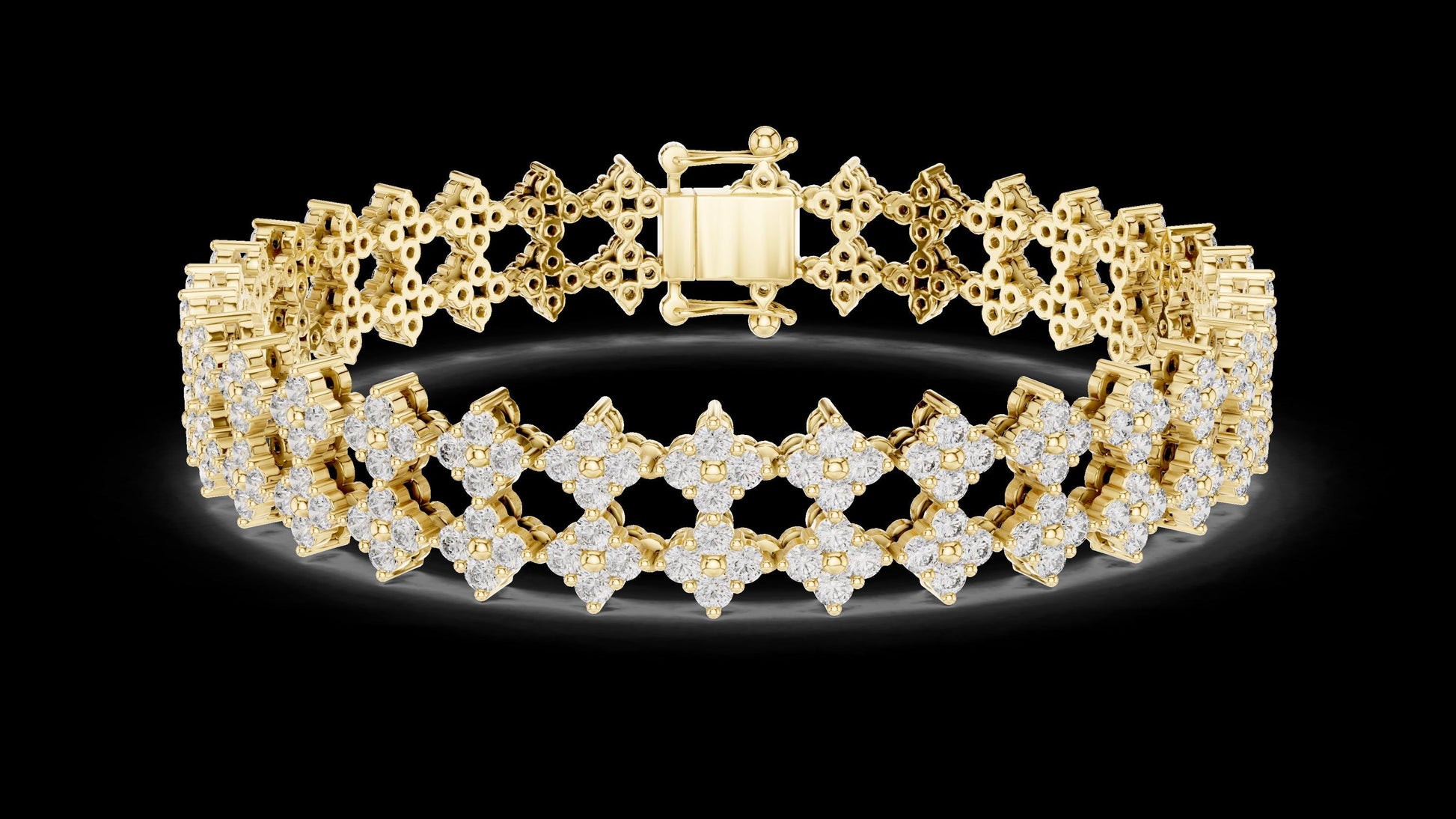 Unique Designer Tennis bracelet. Women's bracelet. High End Jewelry. Gold. Diamond. GLBR0052.