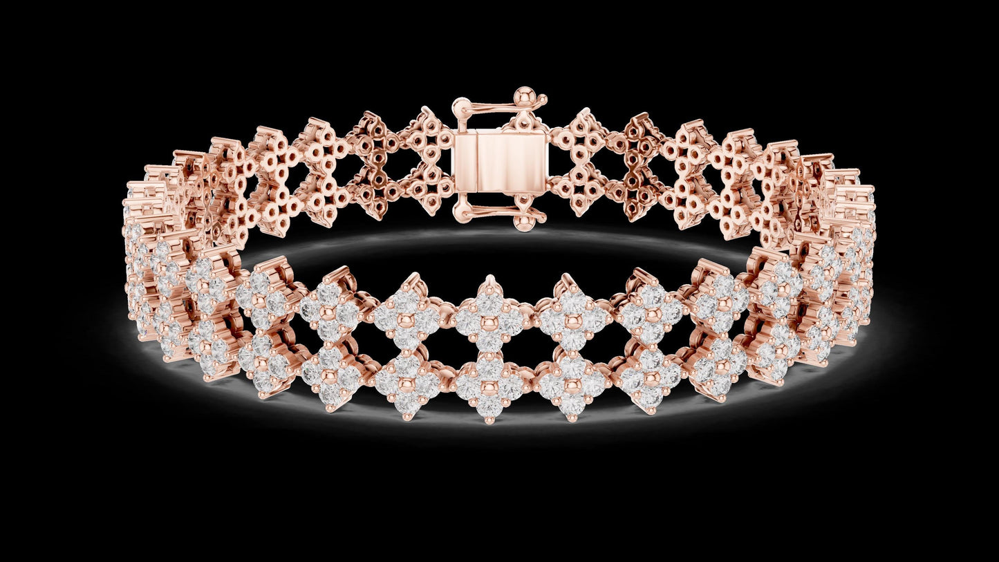 Unique Designer Tennis bracelet. Women's bracelet. High End Jewelry. Gold. Diamond. GLBR0052.