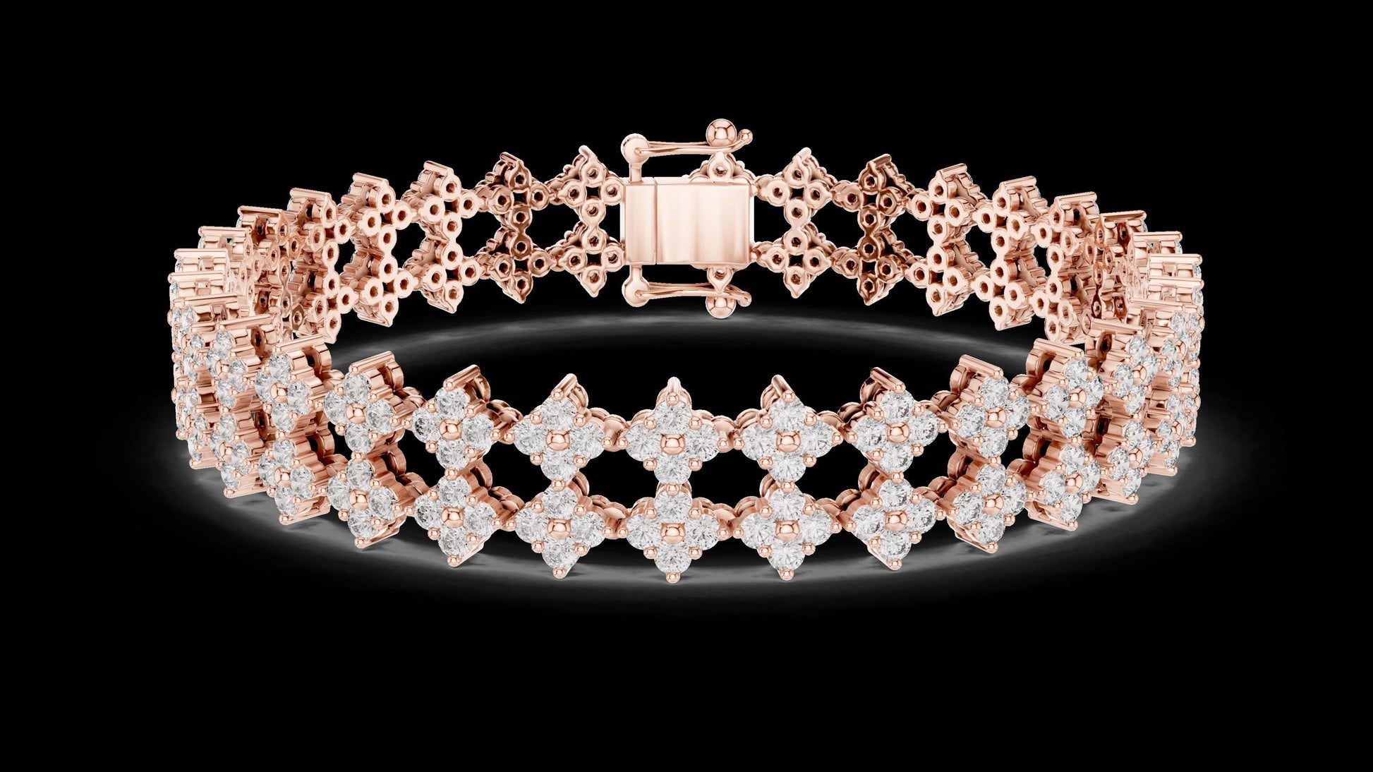 Unique Designer Tennis bracelet. Women's bracelet. High End Jewelry. Gold. Diamond. GLBR0052.