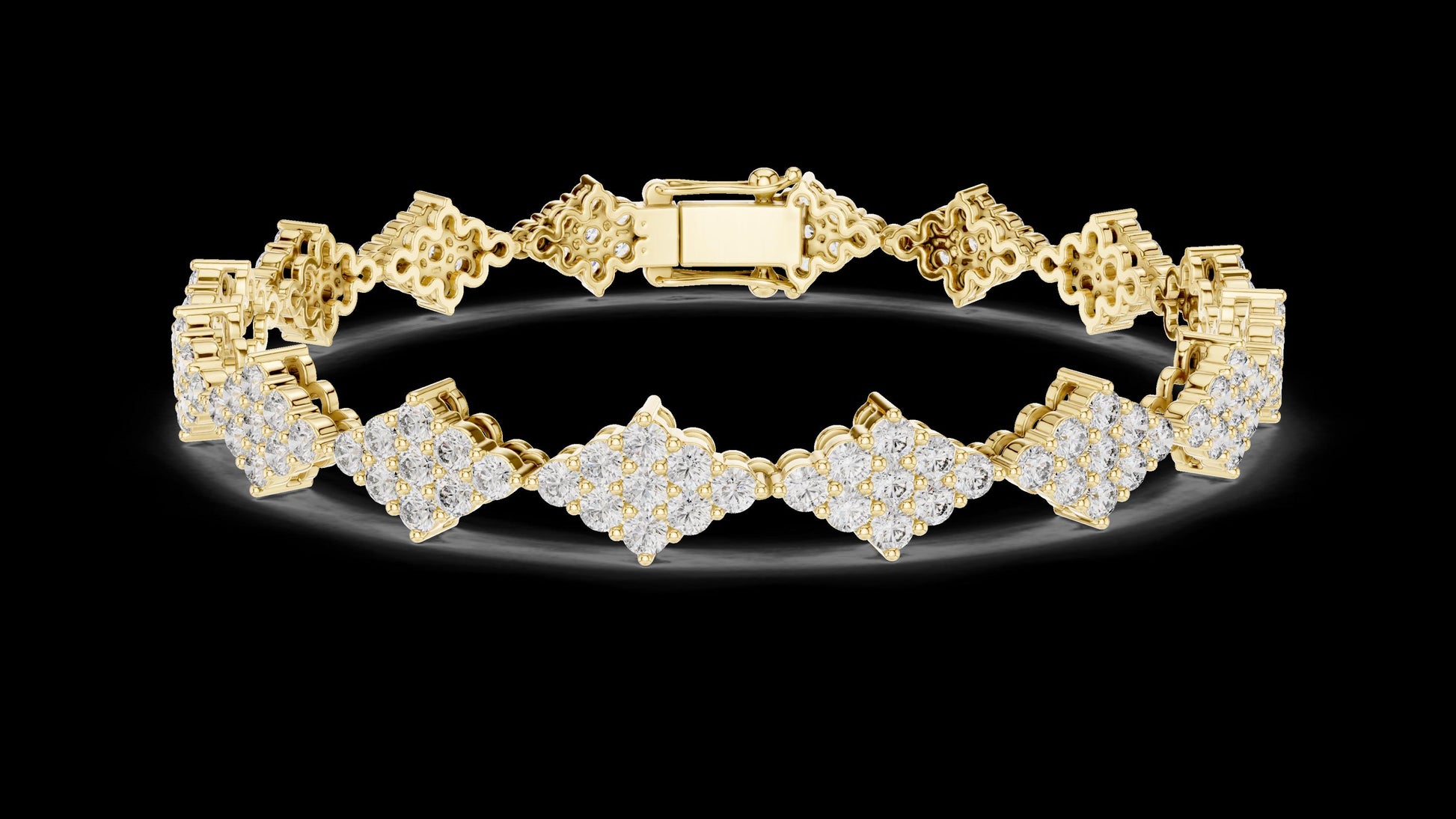 Unique Designer Tennis bracelet. Women's bracelet. High End Jewelry. Gold. Diamond. GLBR0053.