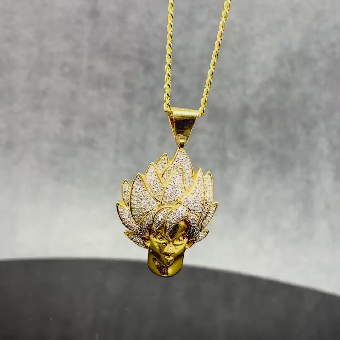 Goku Pendant I Iced moissanite pendant I Hip Hop pendant jewelry I Silver 925 I Moissanite I 18 karat Pure Gold Plated I