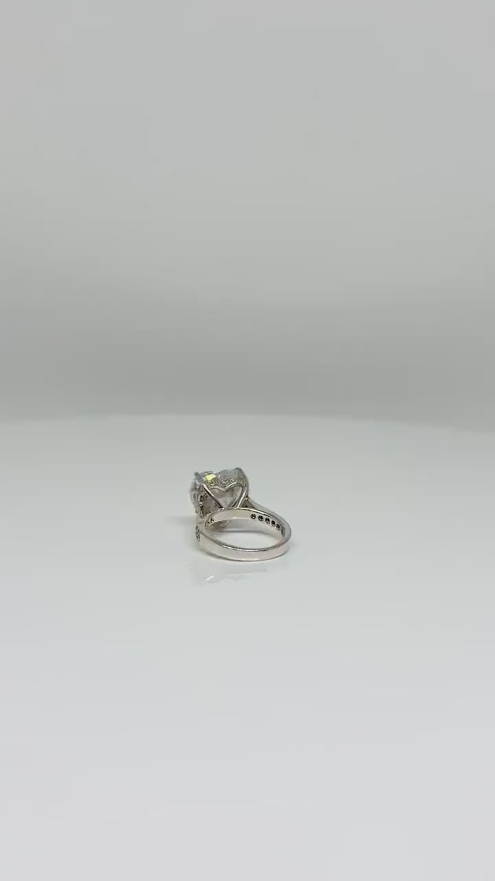 Heart shaped moissanite Statement Ring. Engagement Ring.