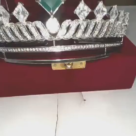 12ct Emerald 10ct Lab Grow Diamond 925 Sterling Silver Tiara