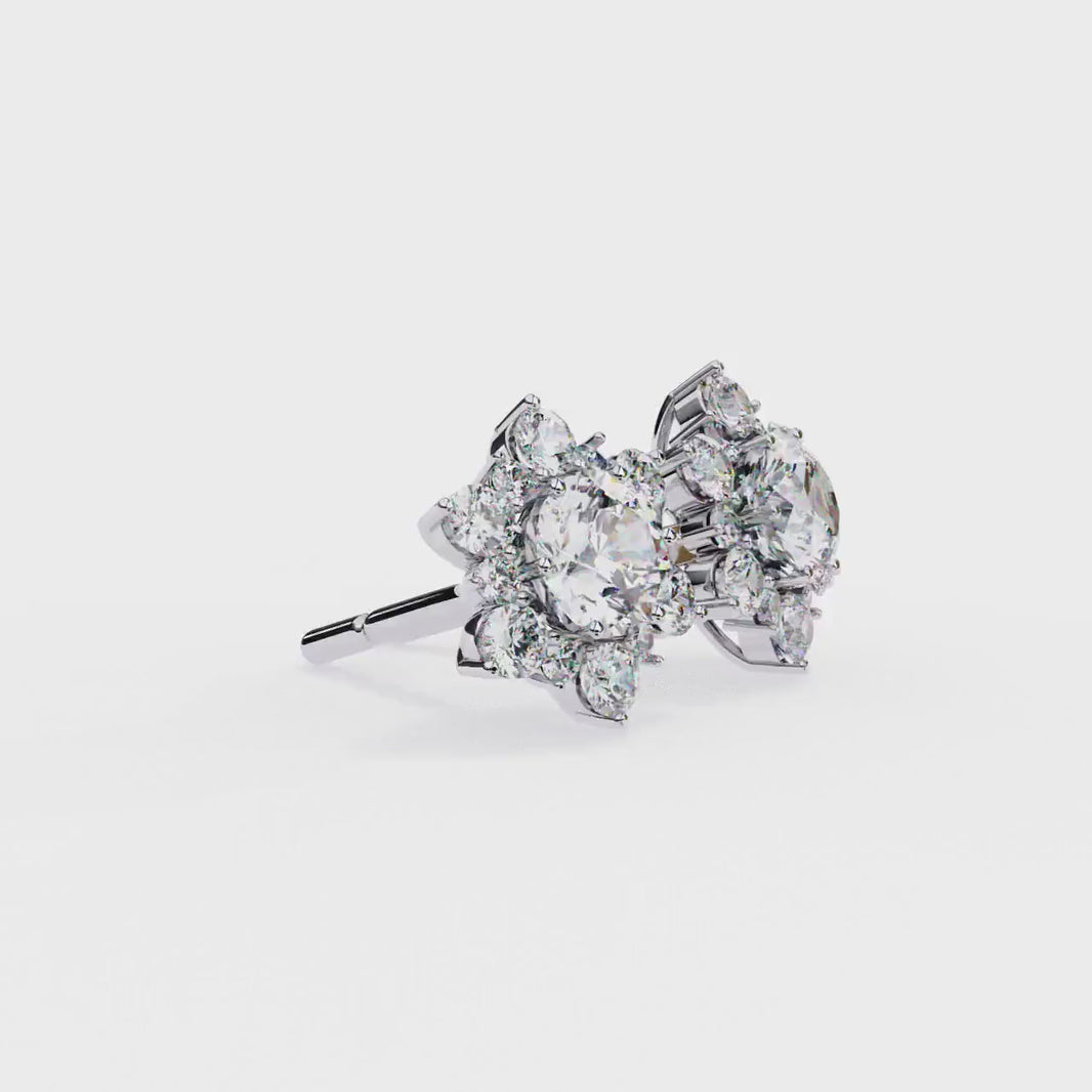 Fine jewelry Earrings. Gold earring. Snow flake Style.