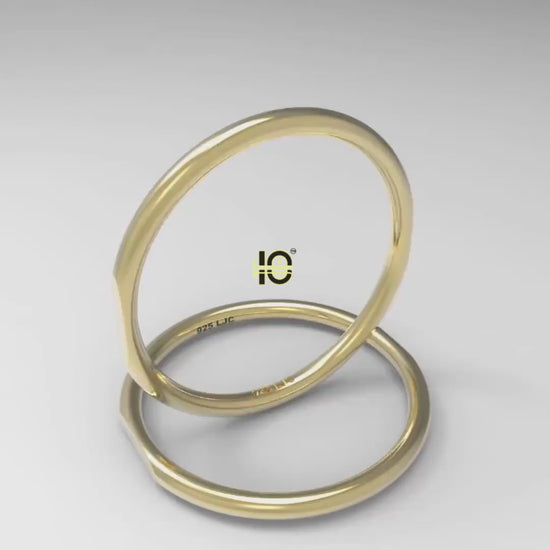 1.5mm Unique Design Stackable ring. For women. 18 Karat Gold Plated Silver Ring.