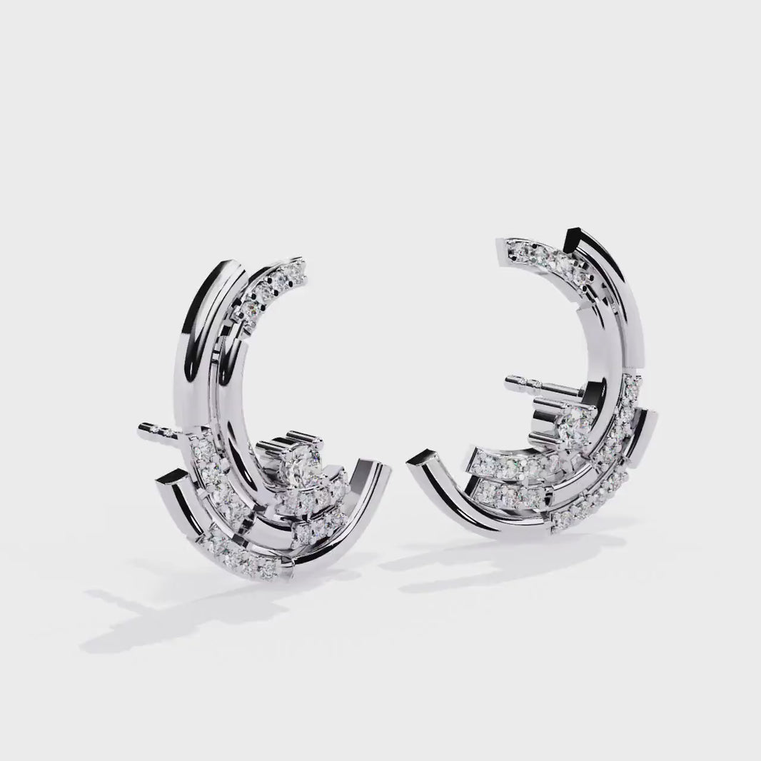 Fine jewelry Earrings. Gold earring. Abstract Style earrings.