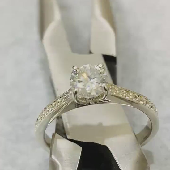 Round Half Eternity Engagement Ring. Promise, Proposal ring.