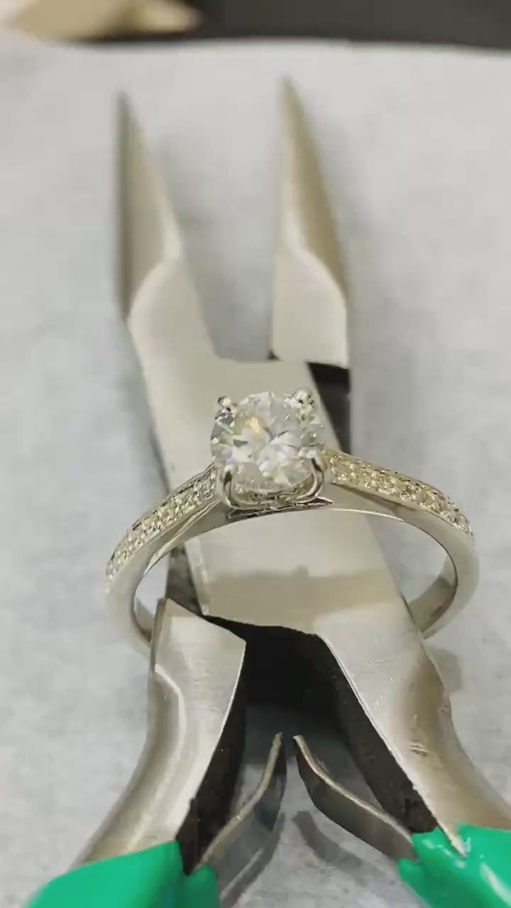 Round Half Eternity Engagement Ring. Promise, Proposal ring.