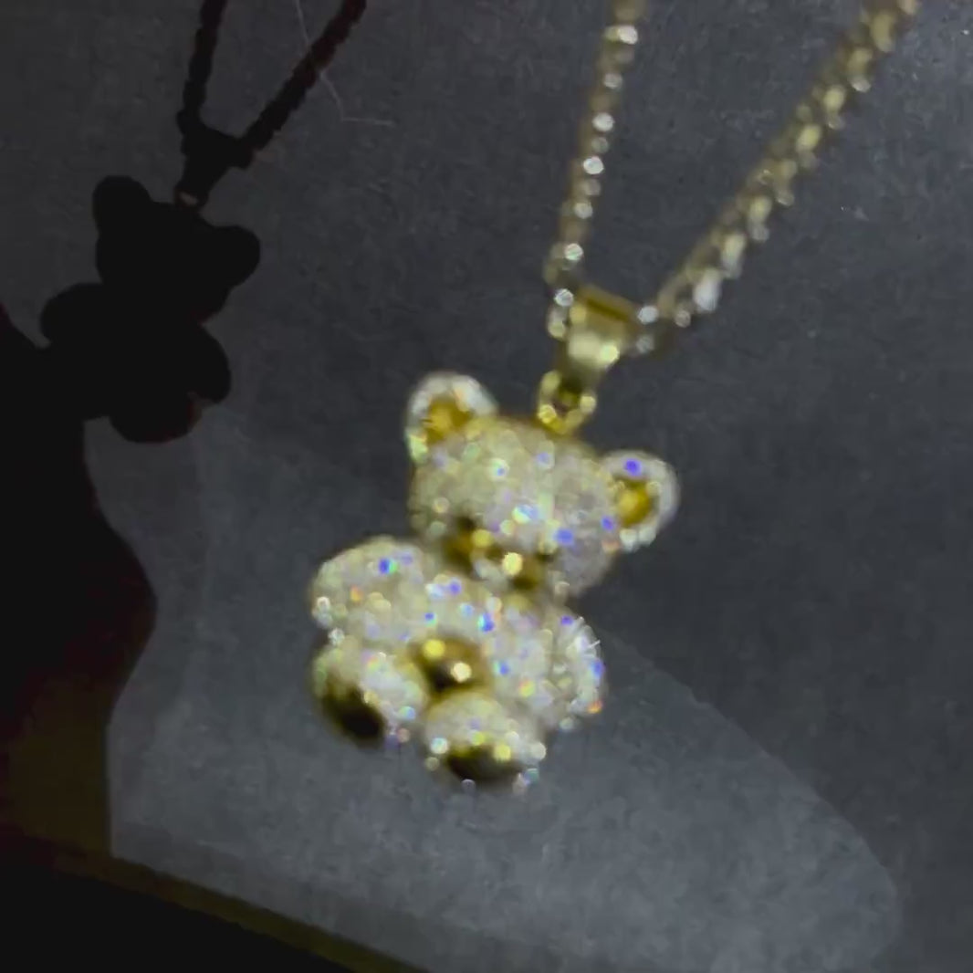 Teddy Pendant I Iced moissanite pendant I Hip Hop pendant jewelry I Silver 925 I Moissanite I 18 karat Pure Gold Plated I