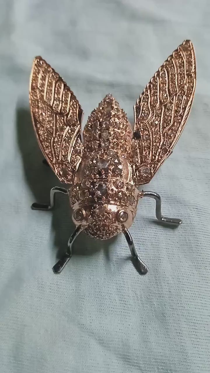 2.5ct Natural Diamond 925 Sterling Silver Bee Brooch