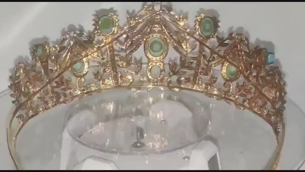 Tiara- 60ct Turquoise 25ct Natural Diamond 925 Sterling Silver Tiara