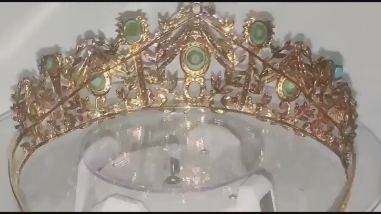 Tiara- 60ct Turquoise 25ct Natural Diamond 925 Sterling Silver Tiara
