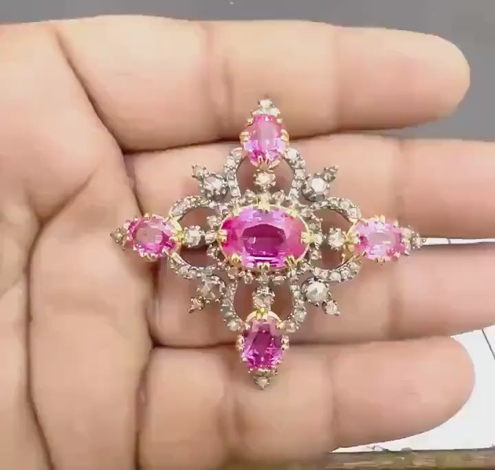25ct Ruby 1.6ct Natural Diamond 925 Sterling Silver Brooch