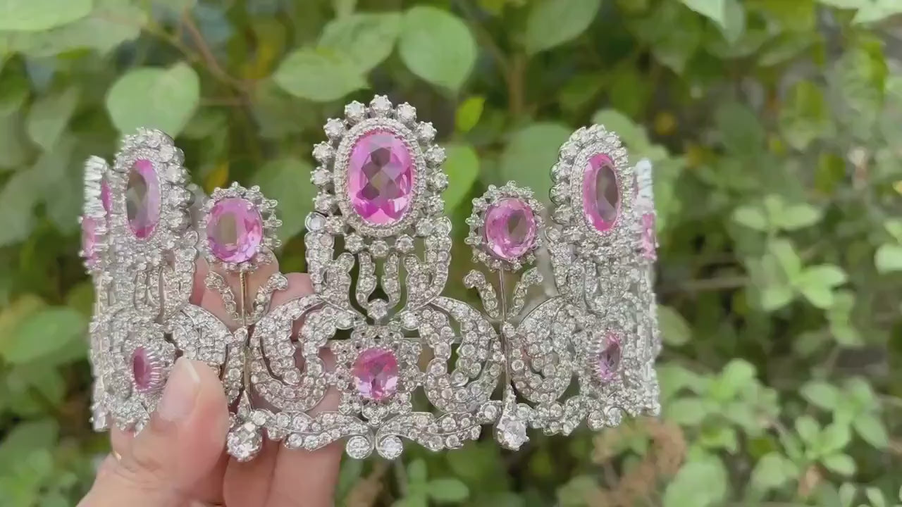 60c Lab Grow Diamond 90ct Amethyst 925 Sterling Silver Bridal Tiara Jewelry