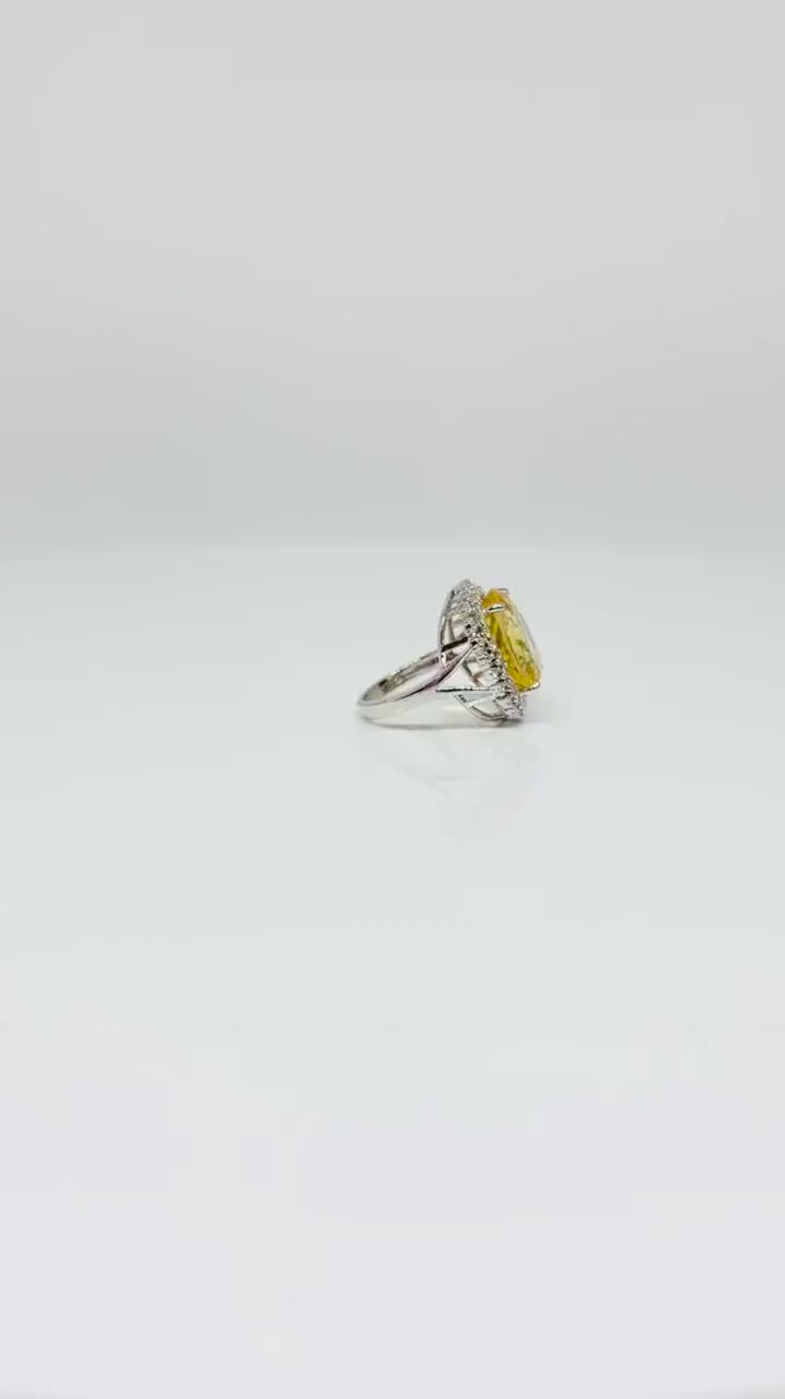 Statement Ring, Oval Halo, Gold, Silver, Diamond Ring for Women.