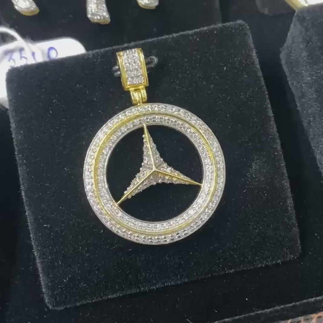 Solid Mercedes 18 karat plated hip hop pendant.