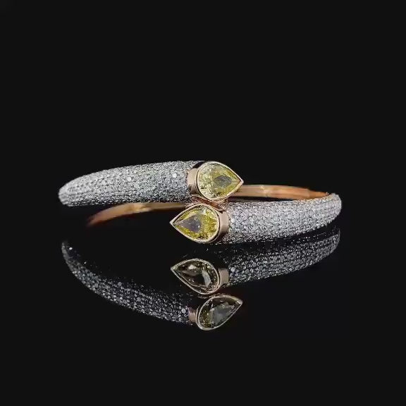 Twin Pear Bracelet natural diamond 14 karat gold.