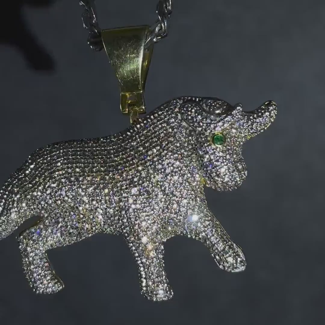 Iced Bull Pendant I Iced Moissanite Pendant I Hip Hop pendant jewelry I Silver 925 I Moissanite I 18 karat Pure Gold Plated I