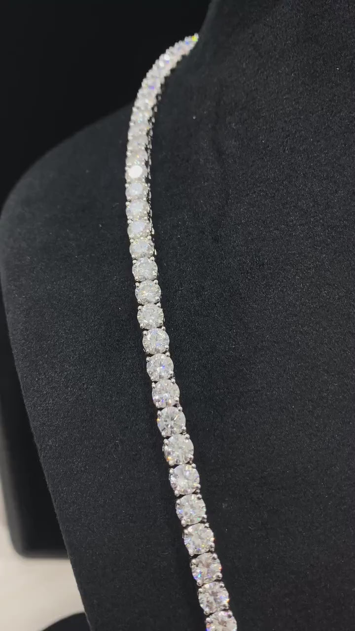 Tennis Chain, Sterling Silver Moissanite. 24 inch Length.
